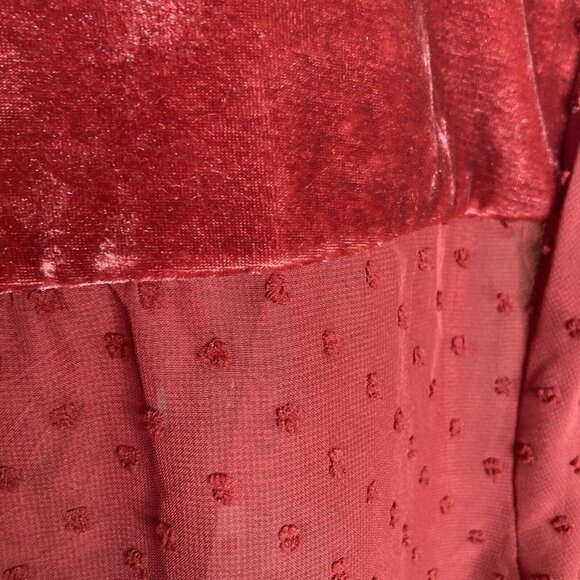 Style & Co NWT Womens Med Eyelet Red 2-pc 3/4 Bell Sleeve Velvet Sheer Tunic Top - Picture 6 of 13